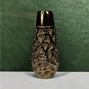 Decorative Urban Trends Gold Ceramic Vase - Embossed Crumpled Design 11”